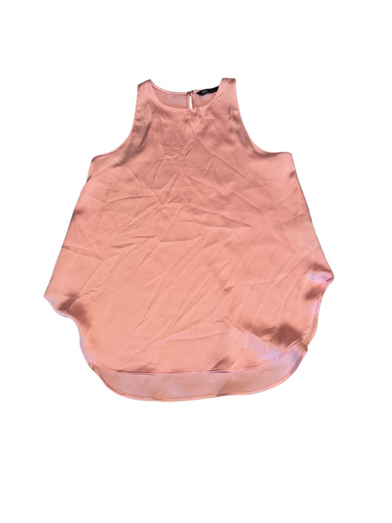 Zara Tops - Sleeveless Satin Tank Top - Blush Pink
